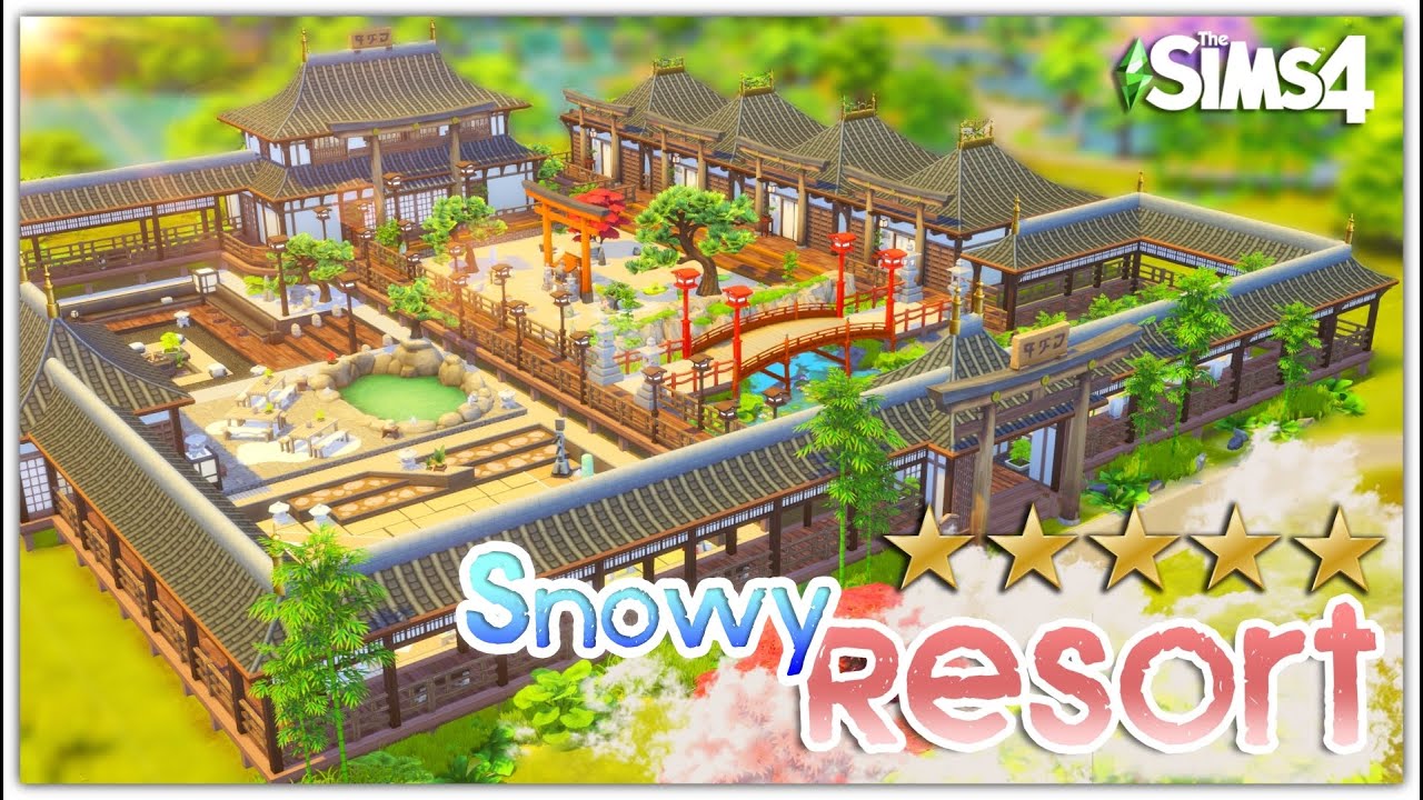 Japanese 5⭐ Resort, Hot Spring, Zen Garden, Restaurant & MORE! | The Sims 4 Snowy Escape Speed Build