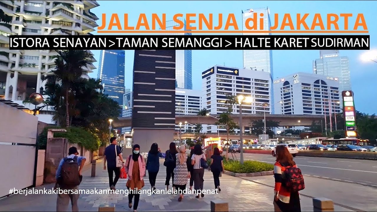 Evening Walk Jakarta [4K] ~ Istora Senayan to Halte TJ Karet Sudirman via Taman Semanggi Jakarta