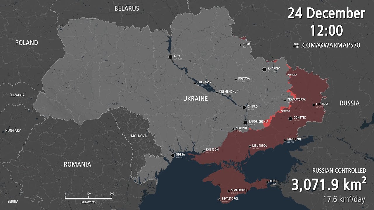 Russian Invasion of Ukraine - Full Frontline - Every Day [JUL 2 - DEC 24 2025]