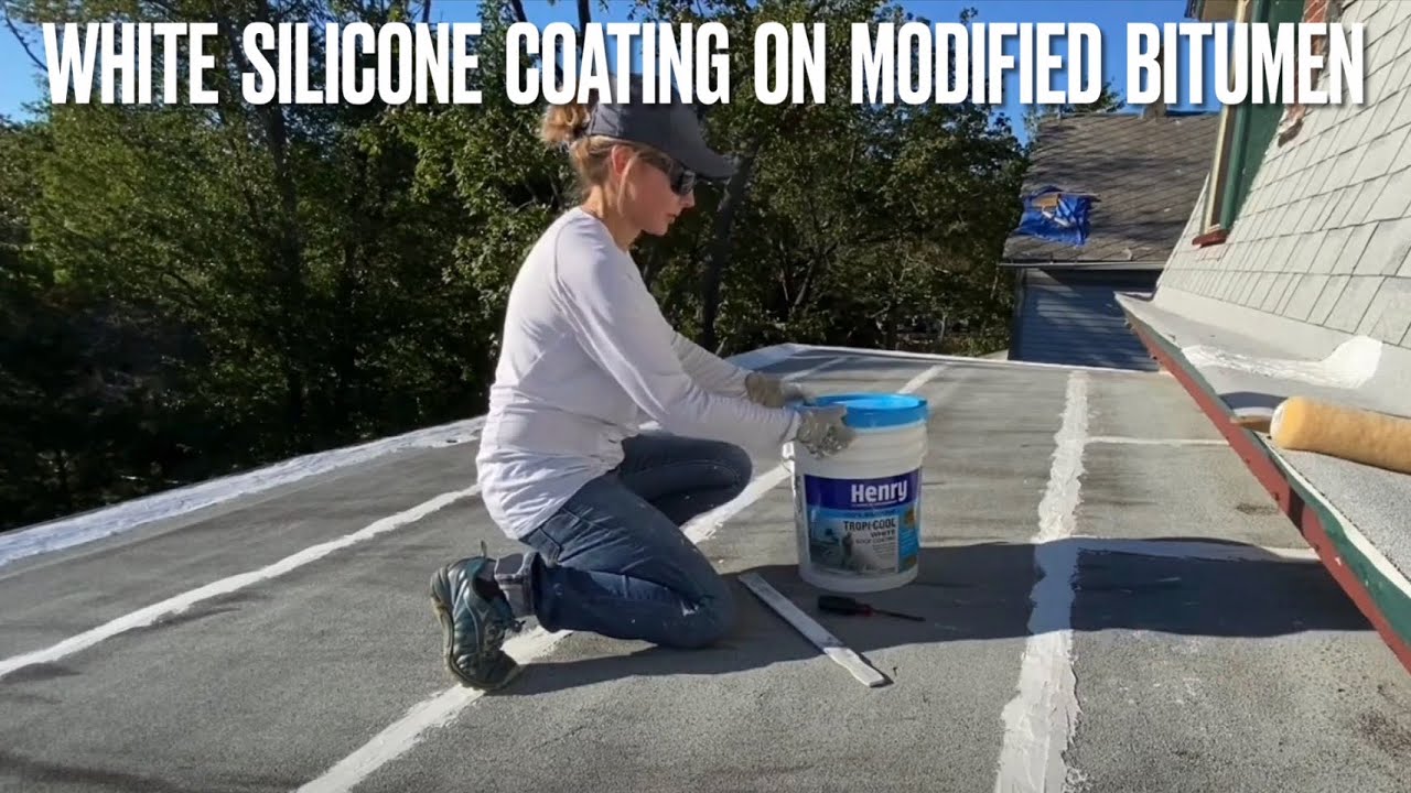 100% Silicone White Roof Coating on a Modified Bitumen Roof ​⁠
