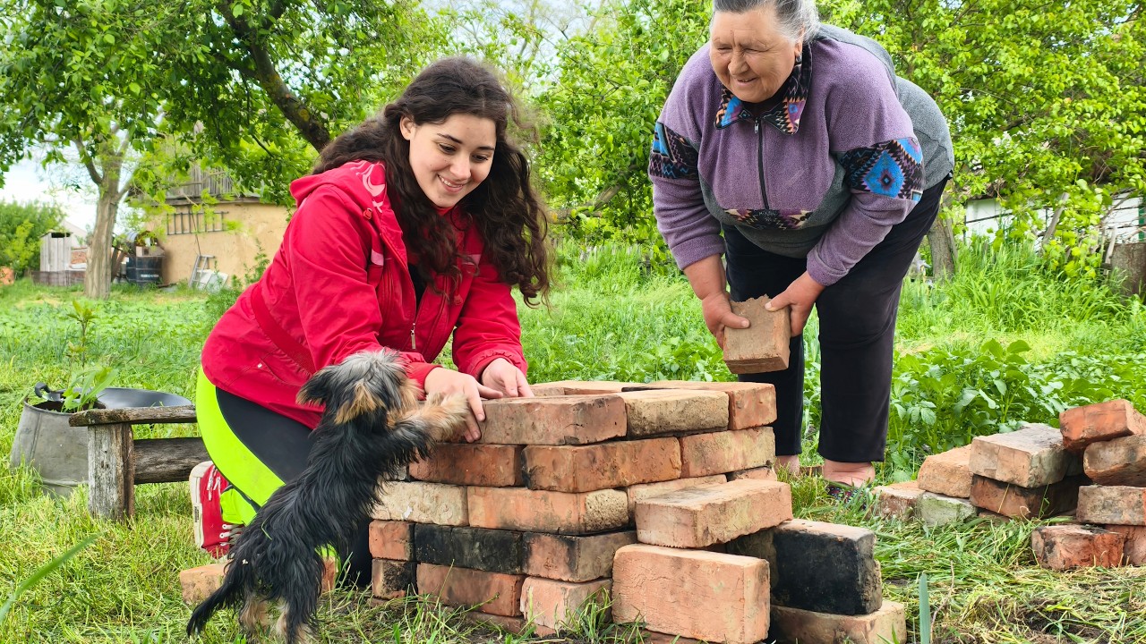 Village Life 🌿 Building a Brick Stove & Cooking Dinner on Fire 🔥
