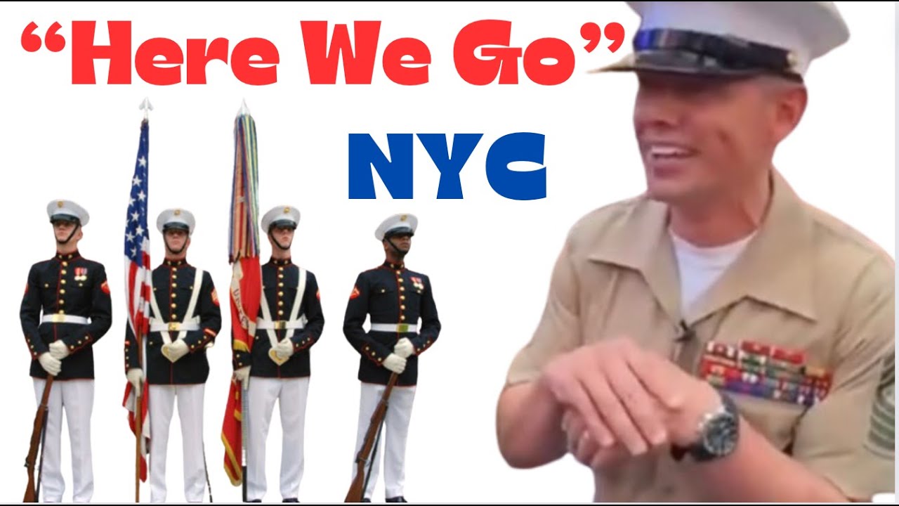 Морские пехотинцы скандируют «Here We Go» на Таймс-сквер | Неделя флота 2024 в Нью-Йорке