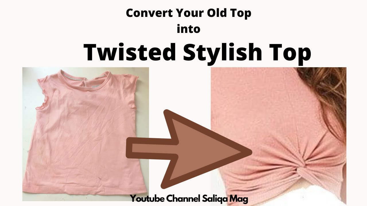 Twisted Crop Top from Old T-Shirt | DIY T-Shirt Transformed  into  Front Twisted Crop Top