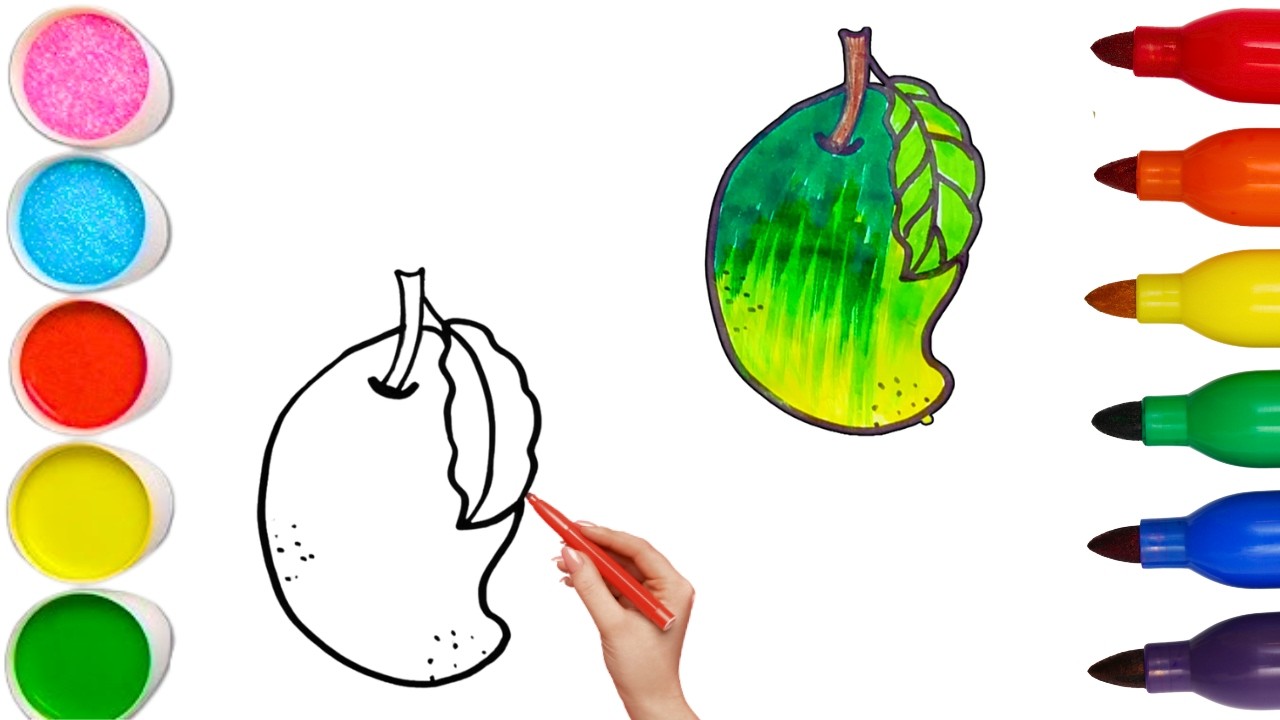 How To Draw cute Mango Drawing, Painting & Coloring For Kids and Toddlers_🌈🎨