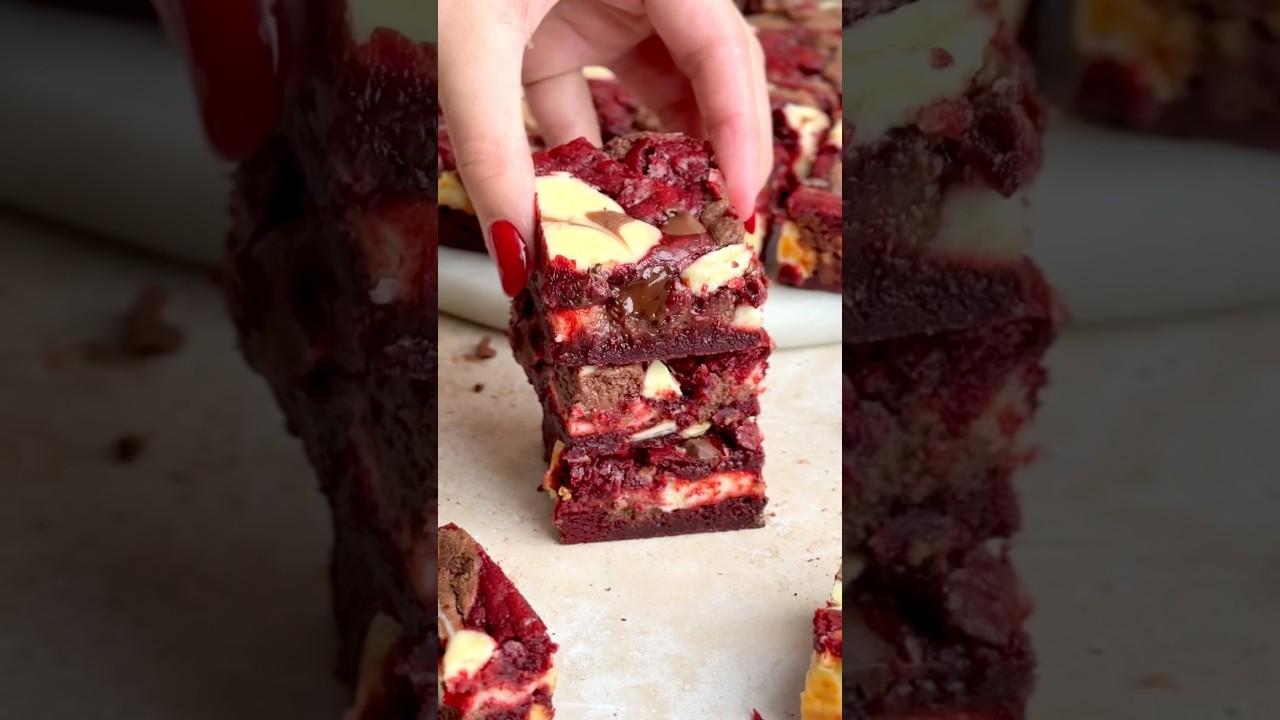Red Velvet Chocolate Cheesecake Brownies: the ultimate love letter in the form of dessert #redvelvet