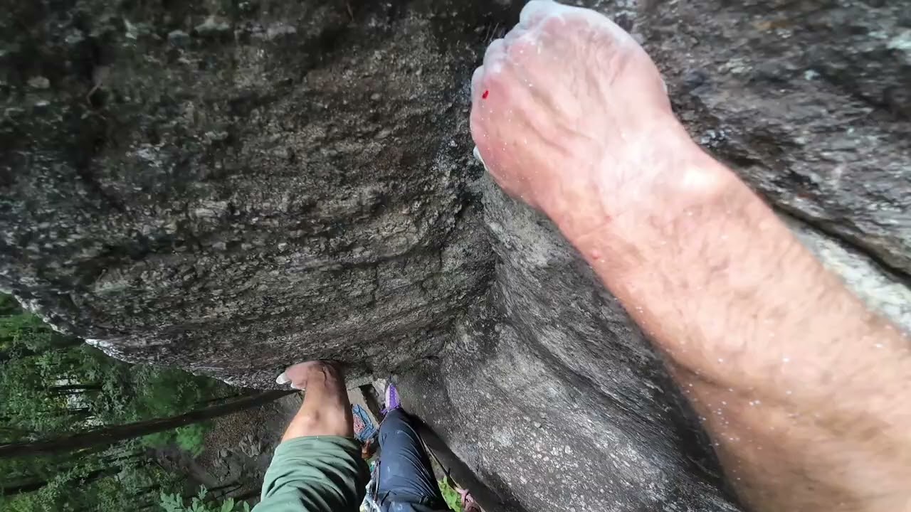My Dad Trad climbing V3 5.7 at the Gunks in New York. This climbing area is at the Mohunk Preserve.