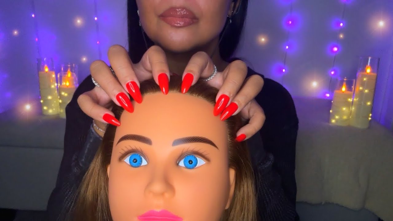 ASMR Scalp & Hairline Scratching with Mannequin Face Tapping 💆‍♀️✨ Relaxing Sleep Triggers