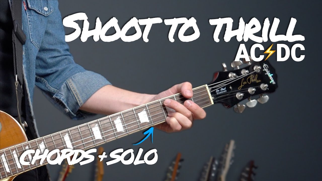 AC/DC Shoot To Thrill Guitar Lesson Tutorial - All Parts Chords & SOLO