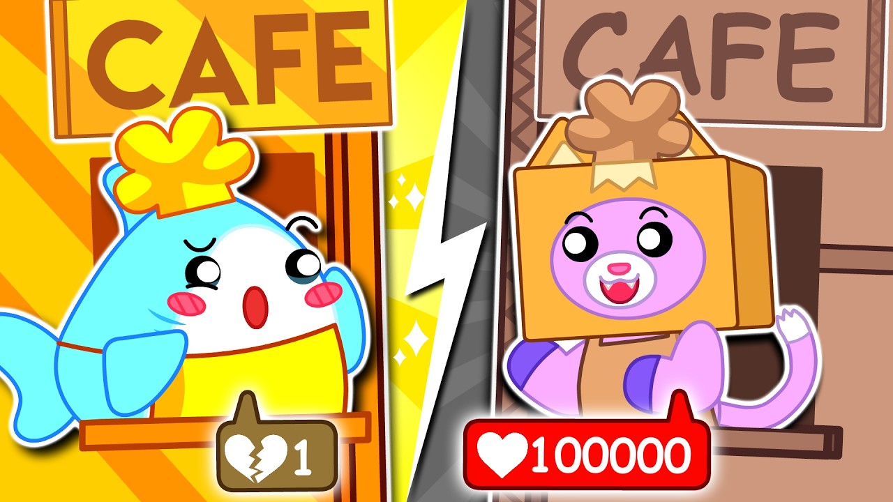LankyBox Plays Rich vs Poor Cardboard Cafe! | LankyBox Channel Kids Cartoon