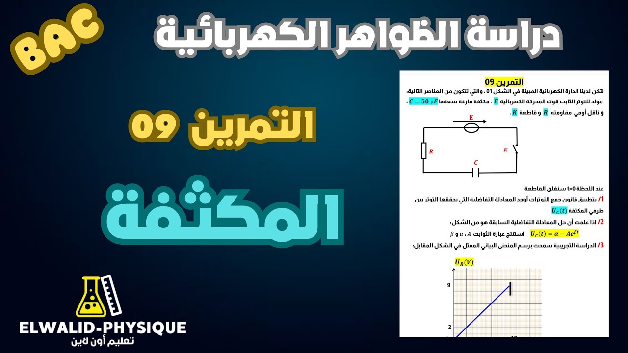 تمرين 09 🔥 فكرة جملية لبيان خط مستقيم وكيفية تعيين ثابت الزمن 📚مكثفة 🇩🇿بكالوريا