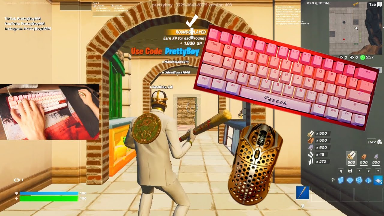 $400 Custom Keyboard ASMR Chill🤩 Satisfying Gameplay Keyboard Fortnite 390 FPS Smooth 4K