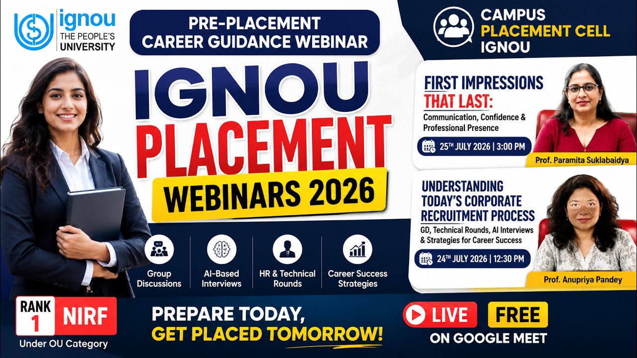 IGNOU Placement Webinar 2026 | Corporate Recruitment Process + First Impressions That Last | Free