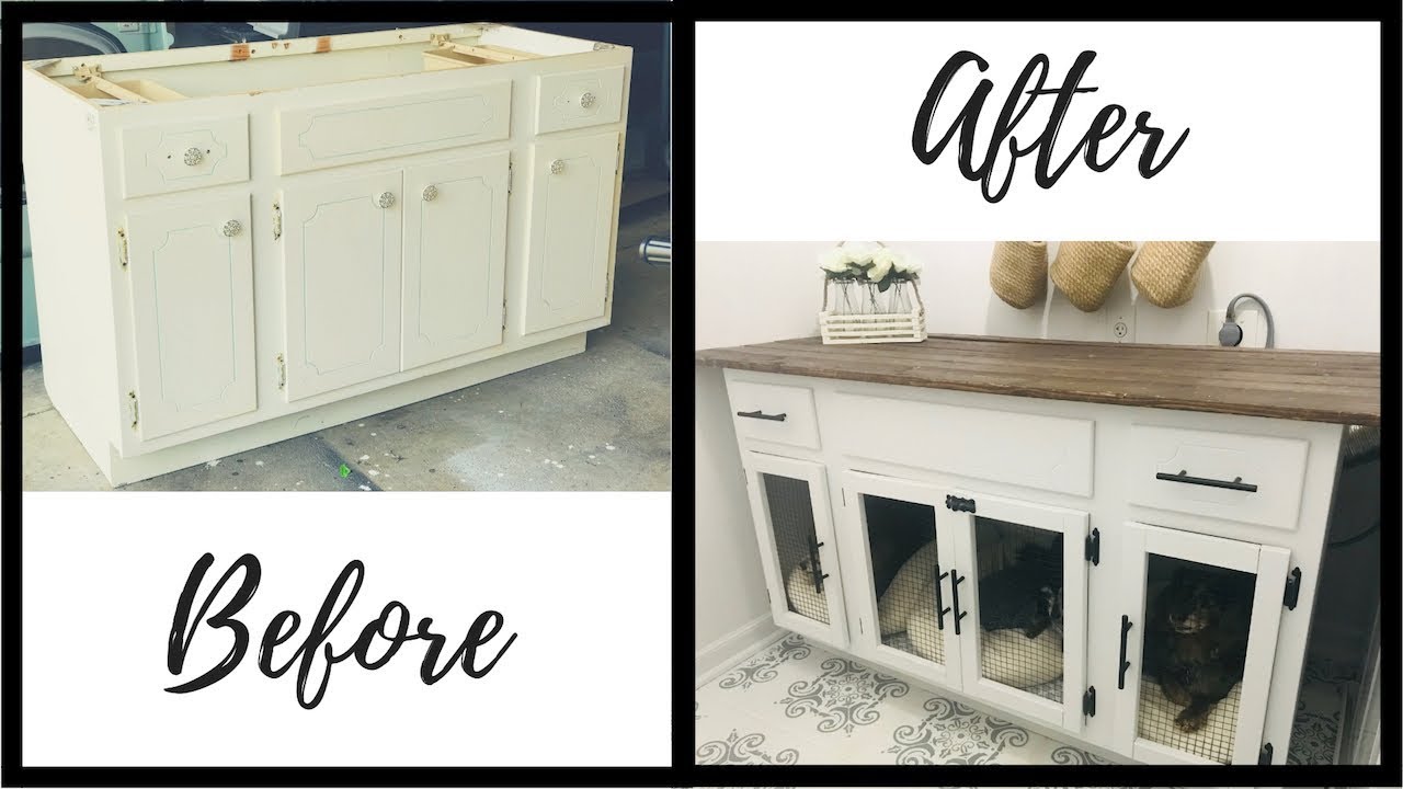 FARMHOUSE CABINET MAKEOVER|DIY DOG CRATE