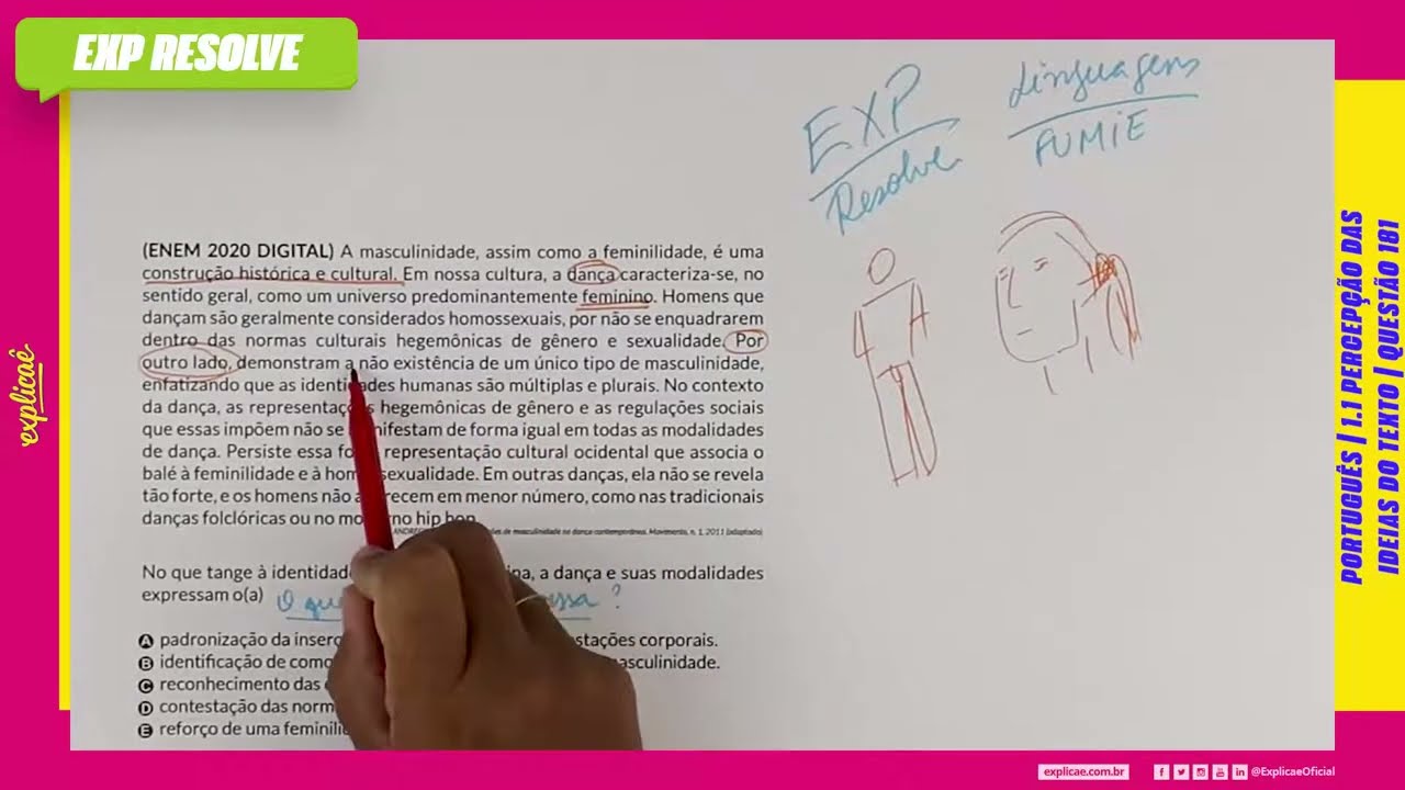 A MASCULINIDADE, ASSIM COMO A FEMINILIDADE, É UMA CONSTRUÇÃO (...) | PERCEPÇÃO DAS IDEIAS DO TEXTO