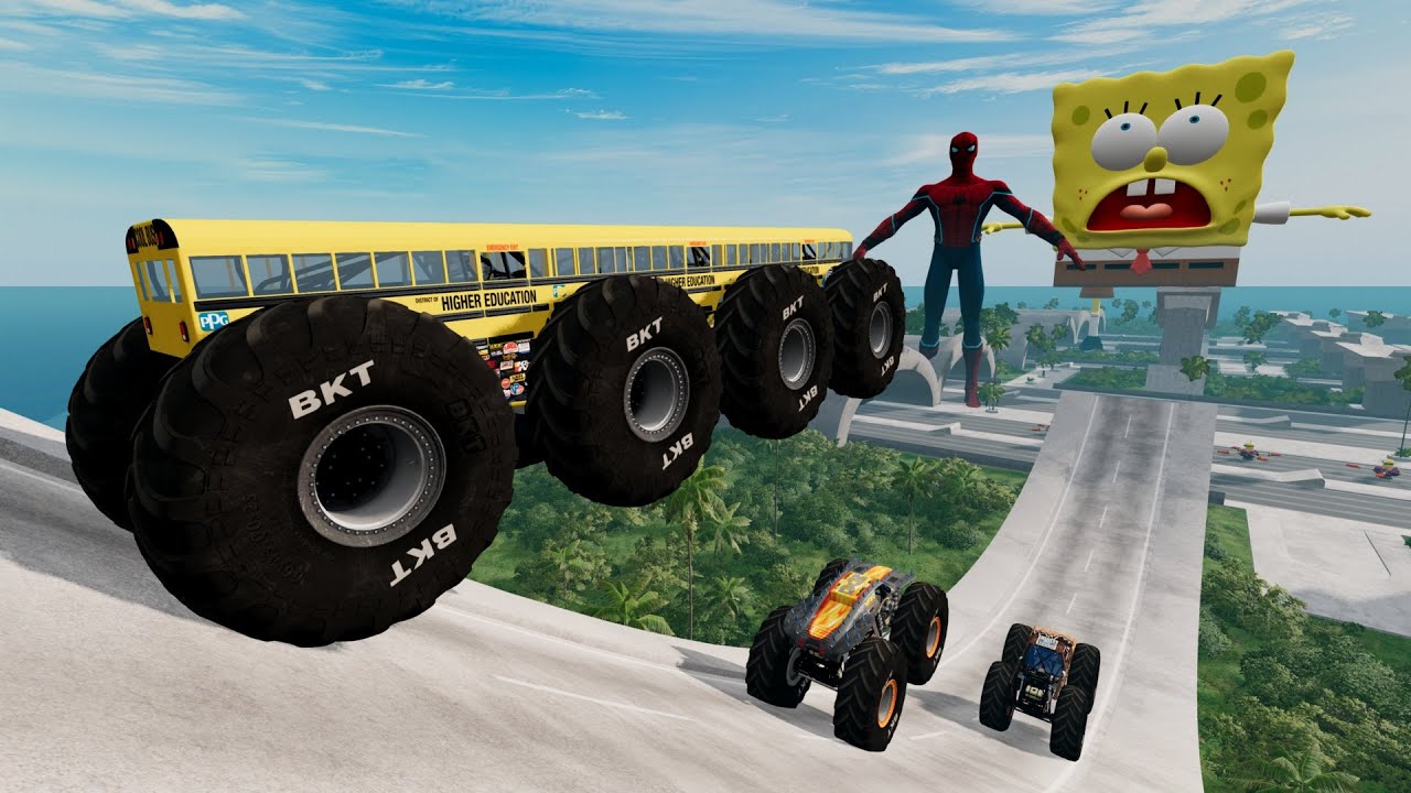 Car Random # Monster Truck Jumps And Crashes #08 BeamNG Drive  #USA