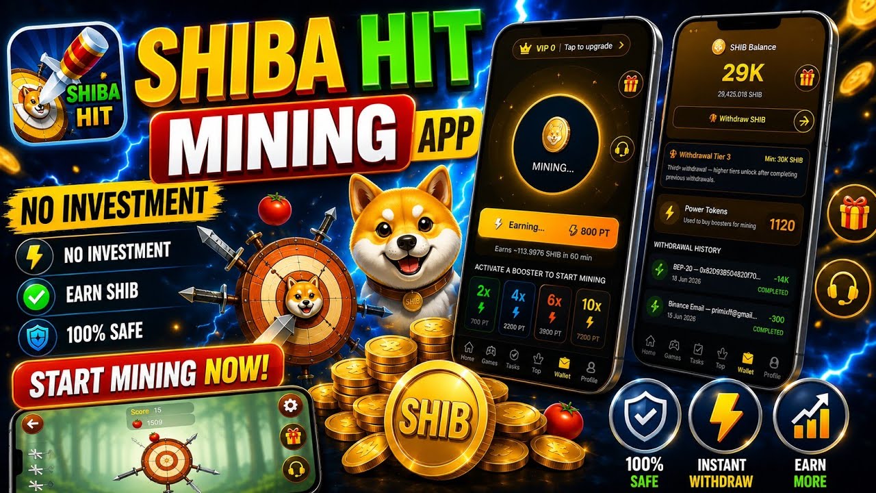 🚀 Shiba Hit Mining App 💰 | No Investment 🆓 | Free SHIB Mining 💸 | Real Withdrawal Proof ✅🔥