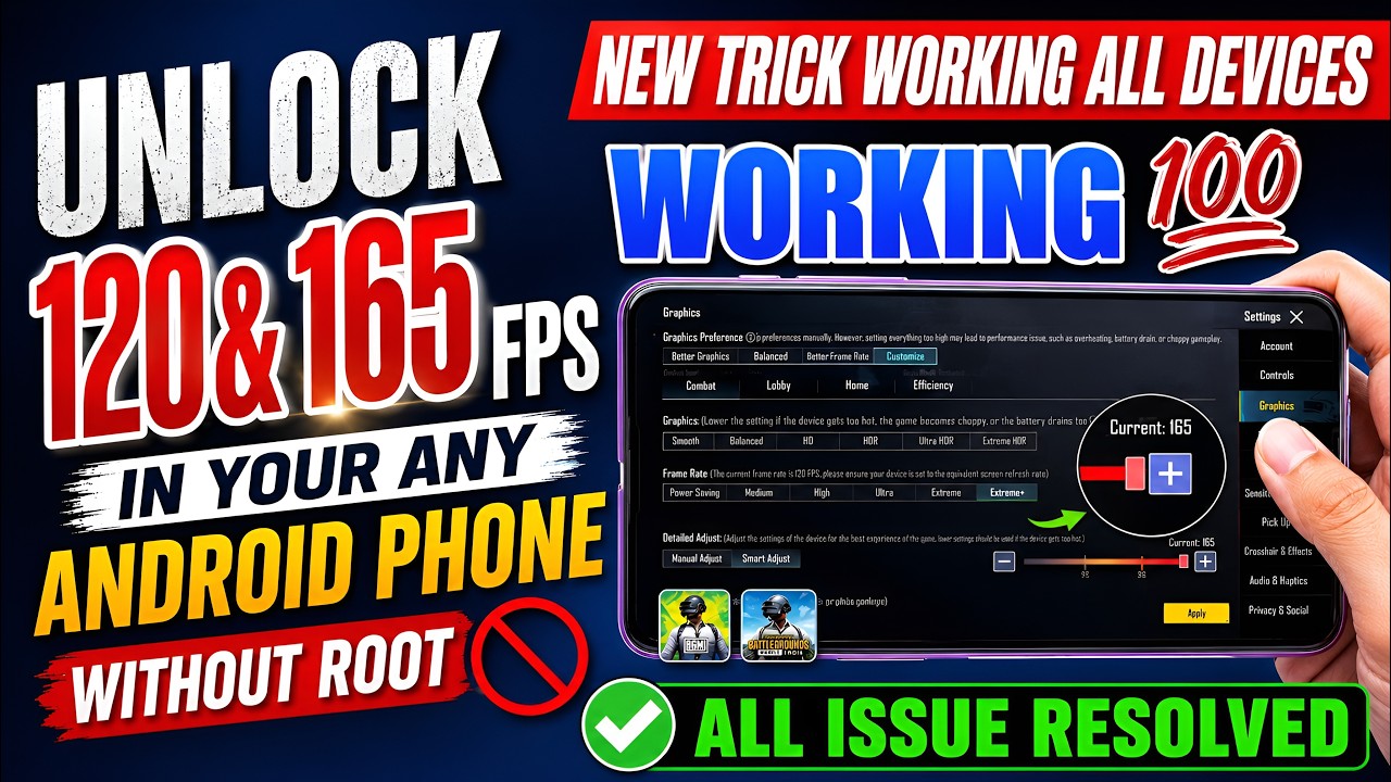 how to unlock 120&165 fps in pubg mobile/bgmi in update 4.4 | unlock 120fps in any phone | 120fps.