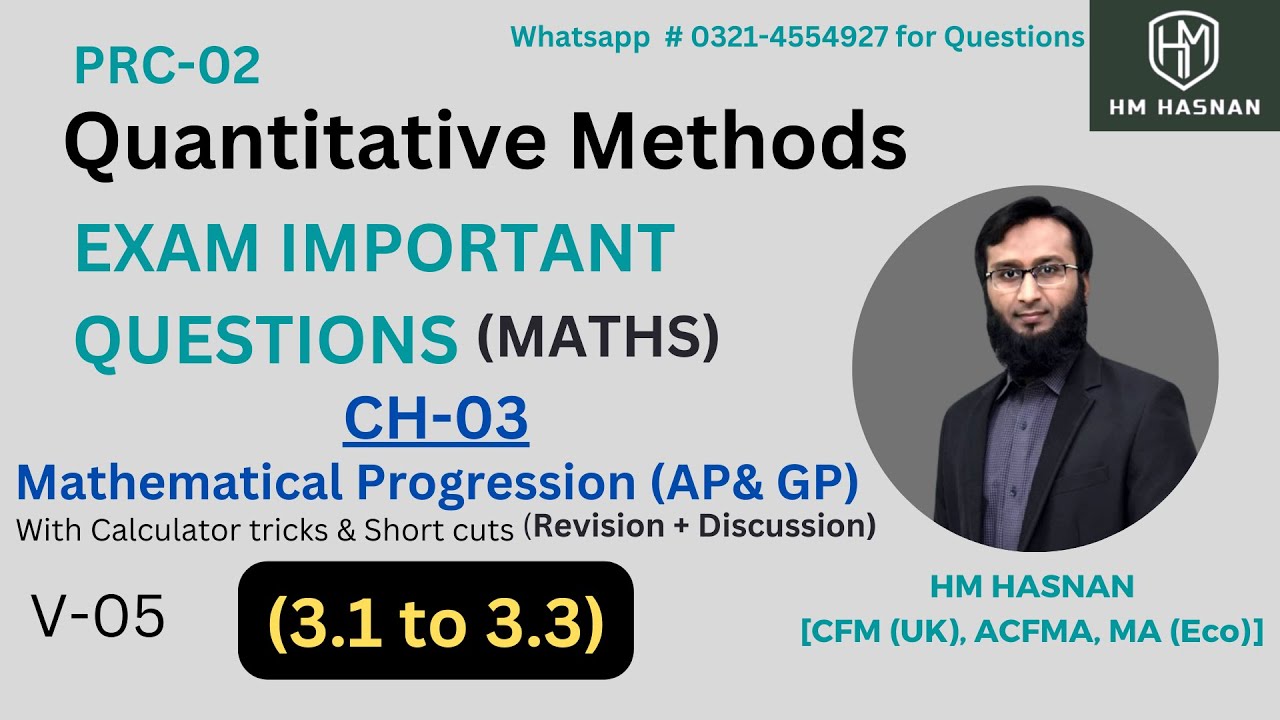 QM (CH-03) 3.1 to 3.3 l Important Questions l Revision + Discussion.