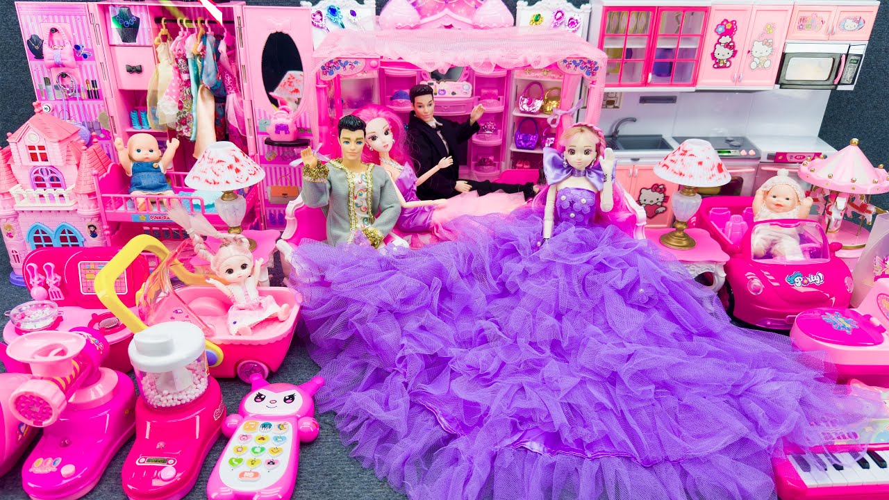 20 Minutes Satisfying With Unboxing Barbie Princess Cozy Bedroom Dress Up Playset ASMR Review