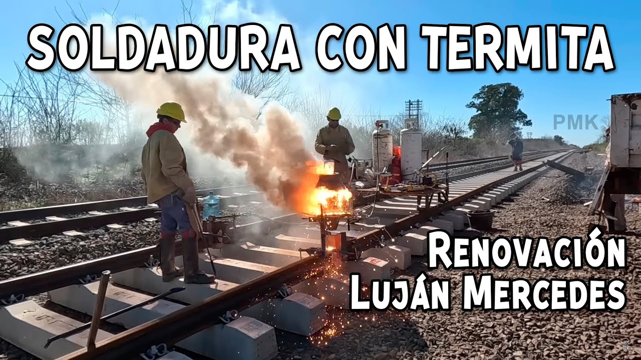 SOLDADURA ALUMINOTÉRMICA DE RIELES CON TERMITA RENOVACION VIAS LUJAN MERCEDES FERROCARRIL SARMIENTO