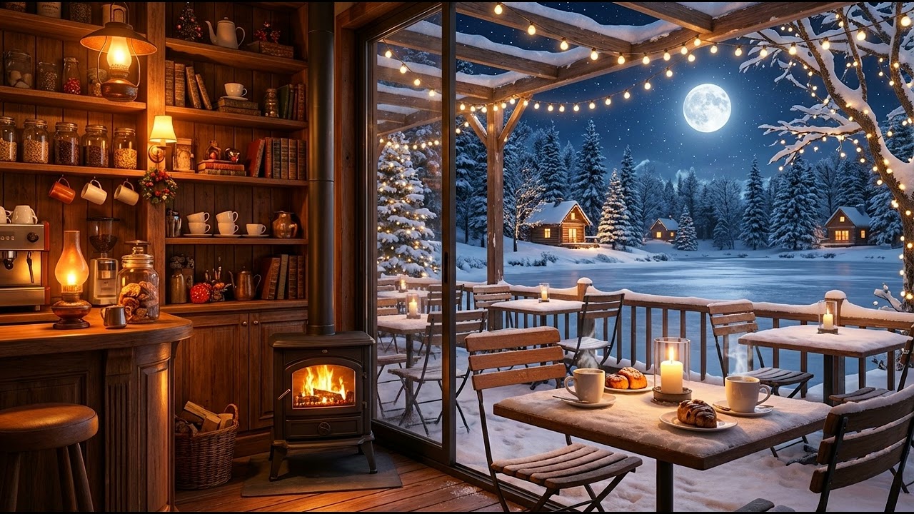 Snowfall Study Cafe Jazz ☕ Piano Relax Background