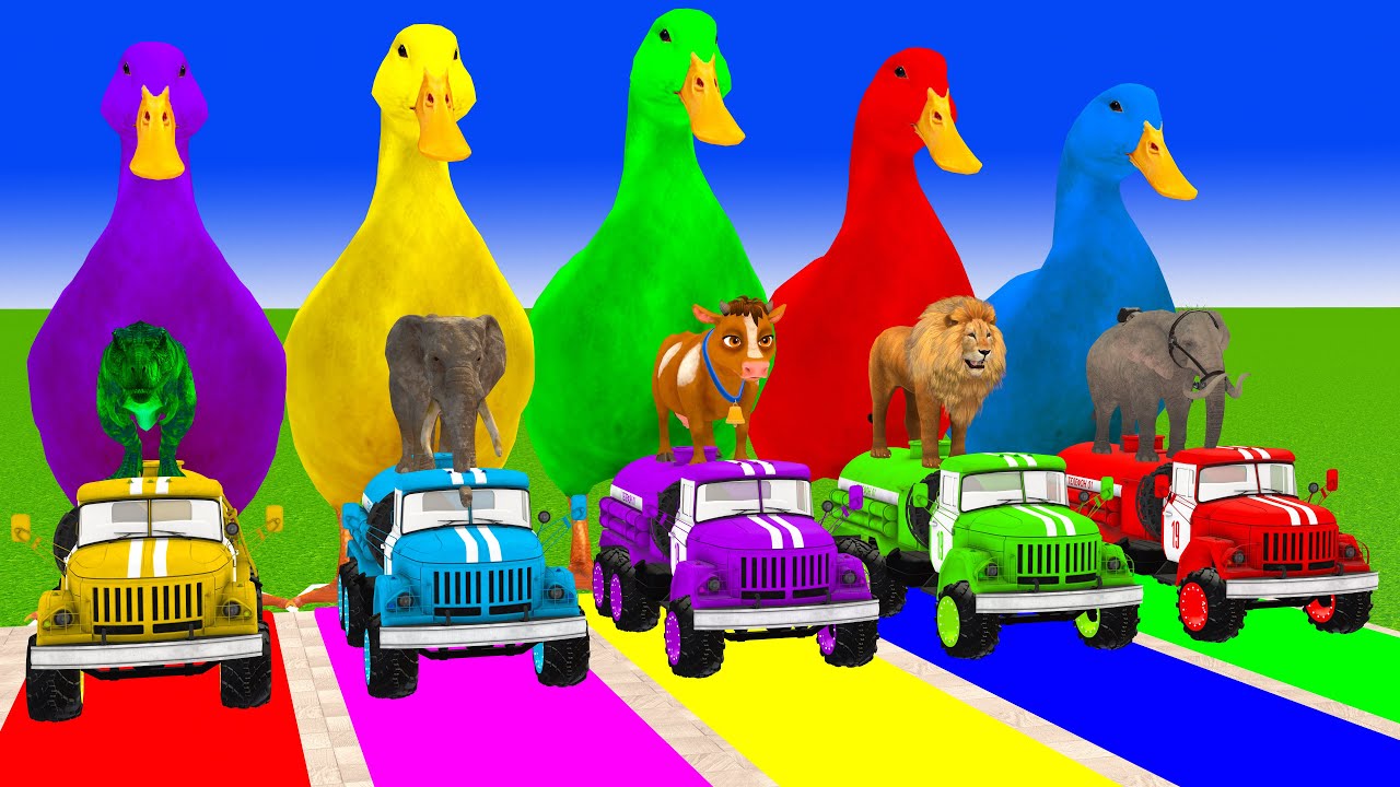 Long Slide Game with Cow Elephant Gorilla Hippopotamus Tiger 3d Animal Game Funny 3d Animals