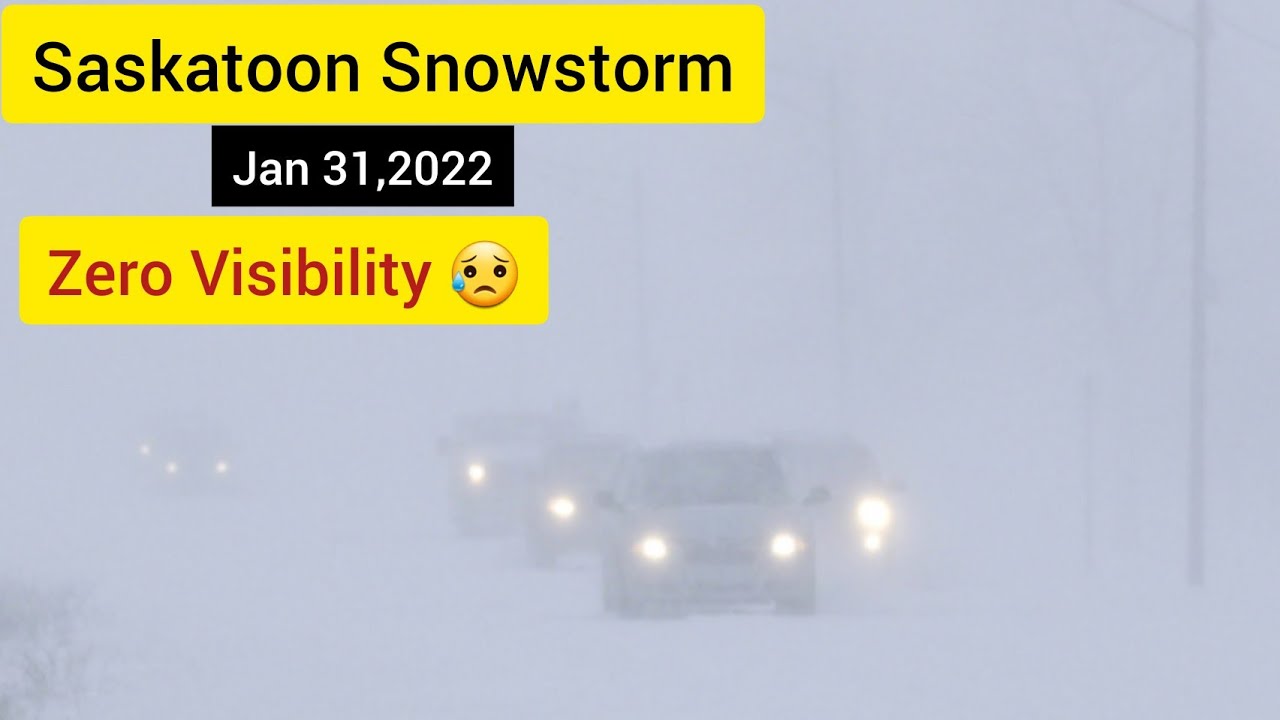 Saskatoon Blizzard, Drive Warman To Saskatoon With Zero Visibility, Jan 31, 2022 #blizzard
