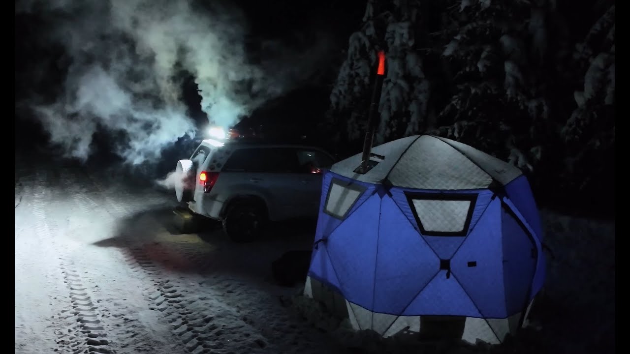 Замело дорогу! Ночёвка в палатке в -25! Лиса напала на лагерь!