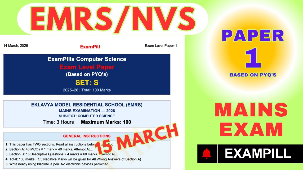 Paper-1 Live PYQ's Based | EMRS MAINS EXAM | KVS/NVS Mains | #EMRS #NVS #KVS MAINS EXAMINATION | SP5