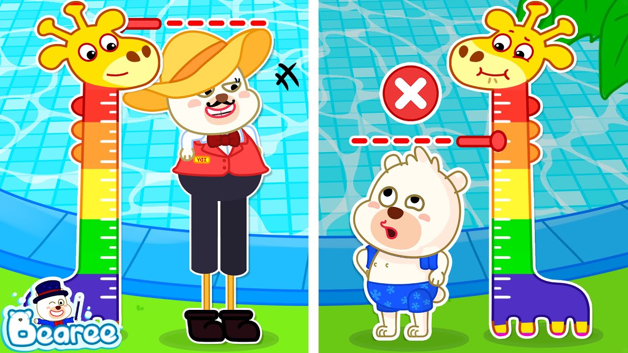 Tall Sister vs Short Brother Problems at Swimming Pool | Safety Cartoon for Kids | Bearee Kids Show
