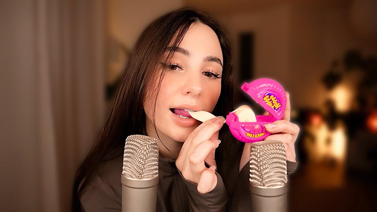 ASMR 4ч Жевание жевательной резинки 🫧 с 2 микрофонами 🎙️🎙️ Эдиция Пещеры Дрипстоуна 💎БЕЗ РАЗГОВОРОВ🤫