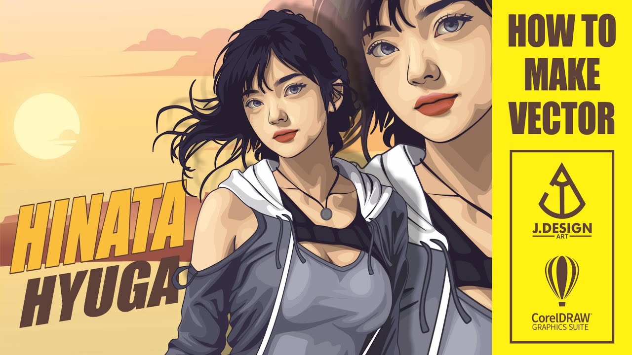 HOW TO MAKE HINATA HYUGA (NARUTO) VECTOR ART USING COREL DRAW