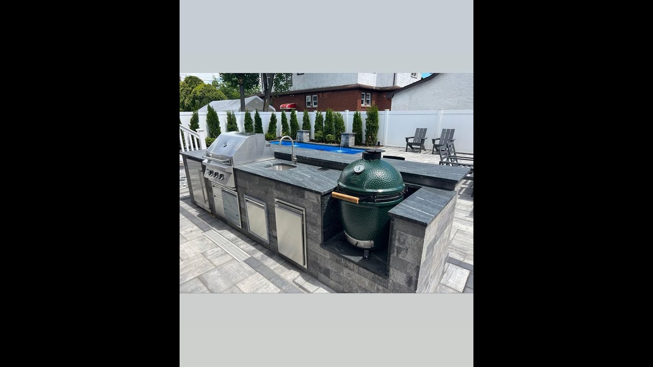 Outdoor Kitchen Build - Ledgestone - Big Green Egg - Twin Eagles Gas Grill