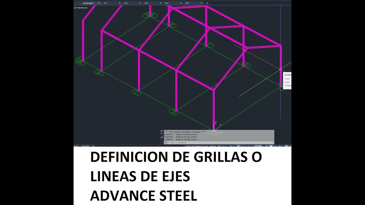 ADVANCE STEEL - DEFINIR LINEAS DE EJES - GRILLAS - VIDEO 1