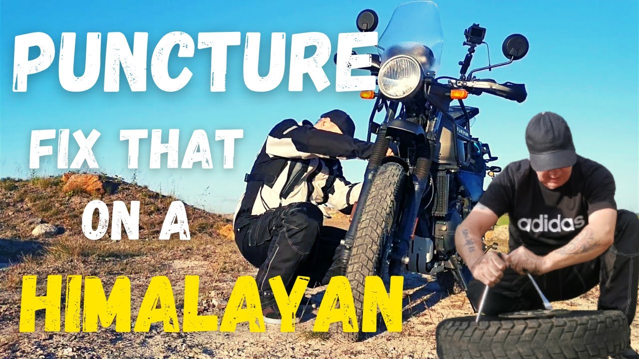 Repair a Puncture on a Royal Enfield Himalayan motorcycle rear wheel, watch easy step by step guide.