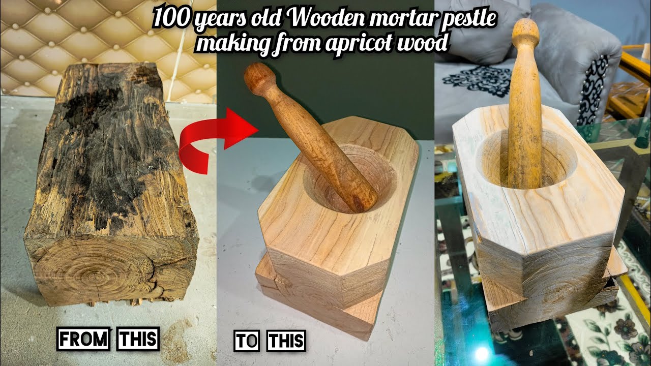 100-Year-Old Wooden Mortar & Pestle Making | Traditional Craftsmanship | carving wood