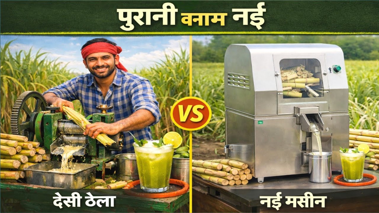 Ganna Juice Machine फ्री में गन्ना जूस निकालने वाली मशीन😱 Fully Automatic Eco  Sugarcane Juice Cart🔥