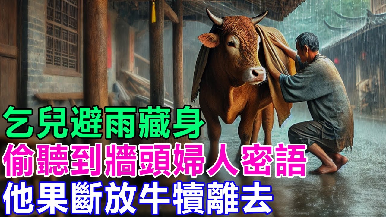民間故事：乞兒避雨藏身，偷聽到牆頭婦人密語，他果斷放牛犢離去