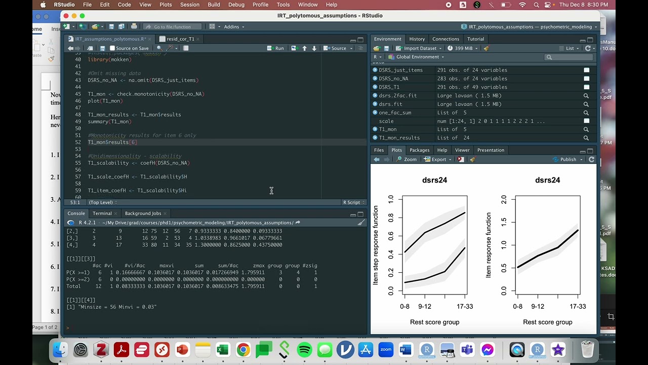 Checking IRT Assumptions for Polytomous Items in R