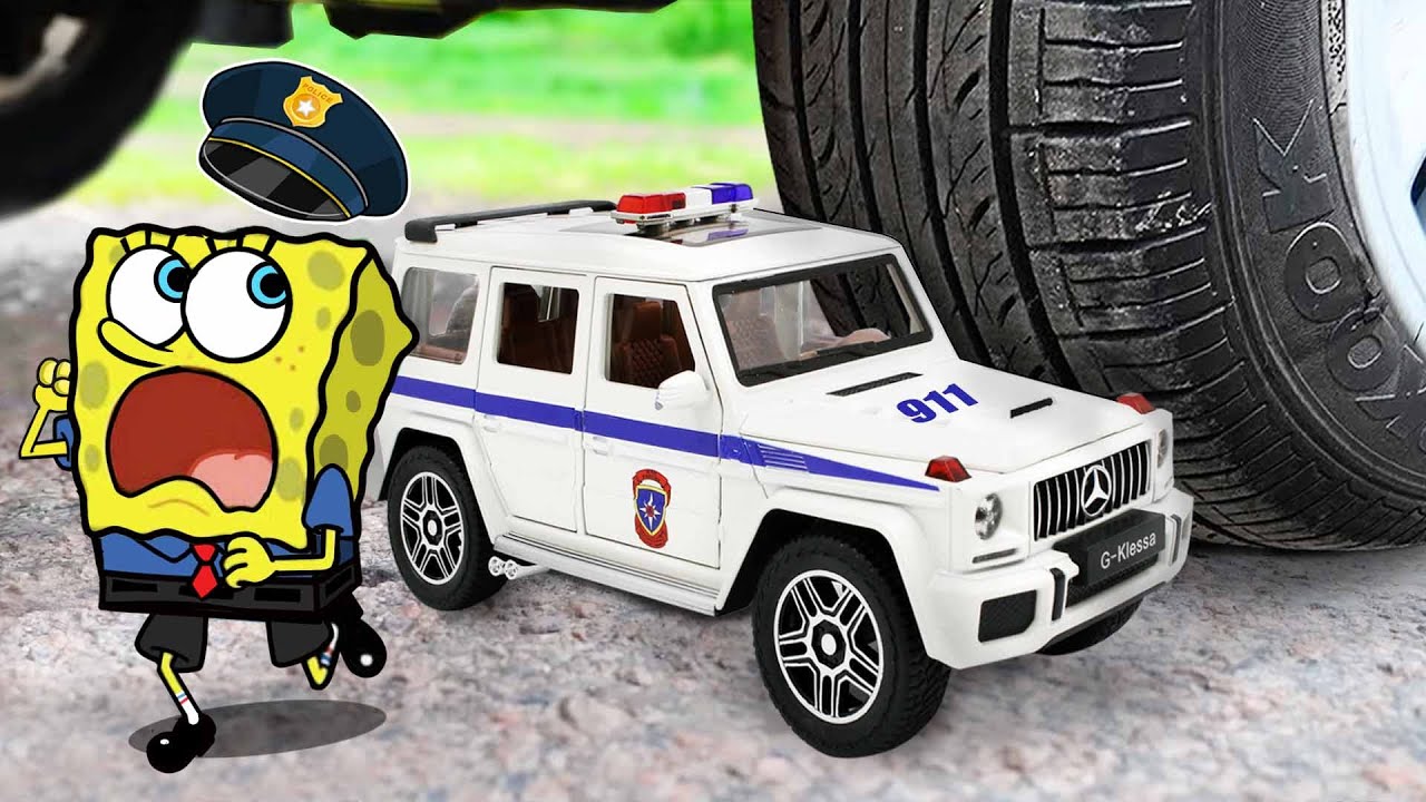 Helpp !! Car Crushing Police Spongebob vs Police Truck  🚓 Crushing Crunchy & Soft Things by Car