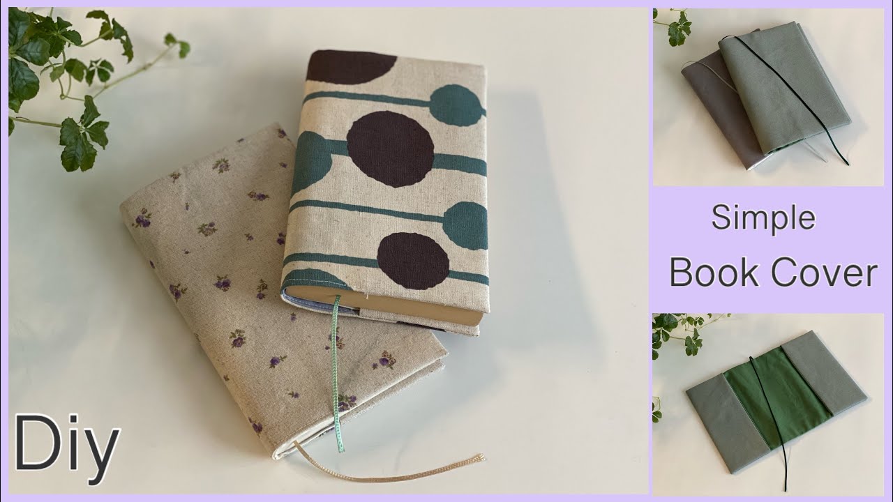 シンプルブックカバー作り方 How to make Simple Book Cover , easy sewing tutorials, Diy