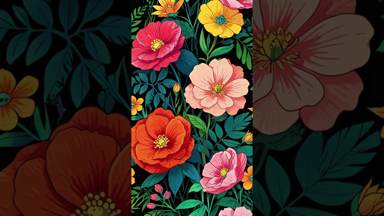 Fields of Calm & Color 🌸💫 #botanicalbliss #digitaldrawing  #art #springblooms #painting #naturelover