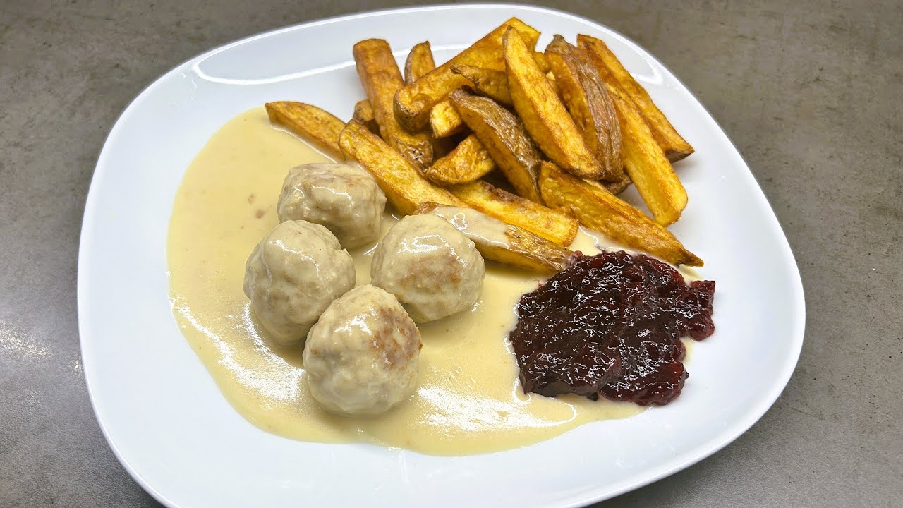 Švédské masové koule s domácími hranolkami
