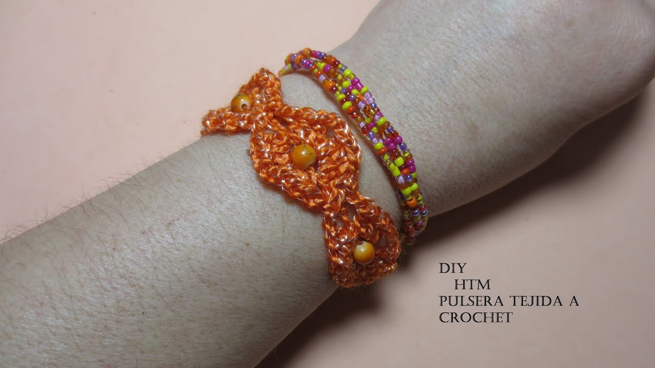 Pulsera de crochet con cuentas