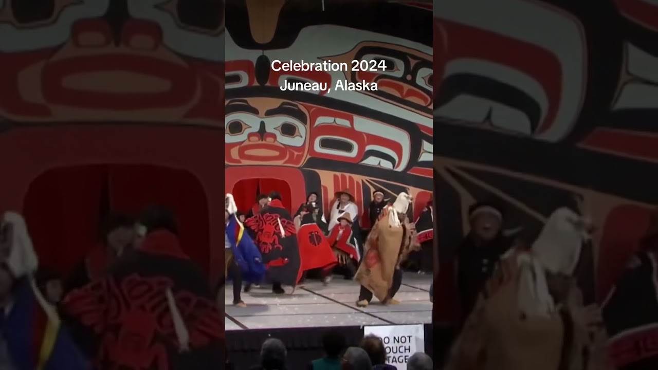 Tlingit Dance Group Sheet&rsquo;k&aacute; Kwaan Dancers at Celebration 2024.