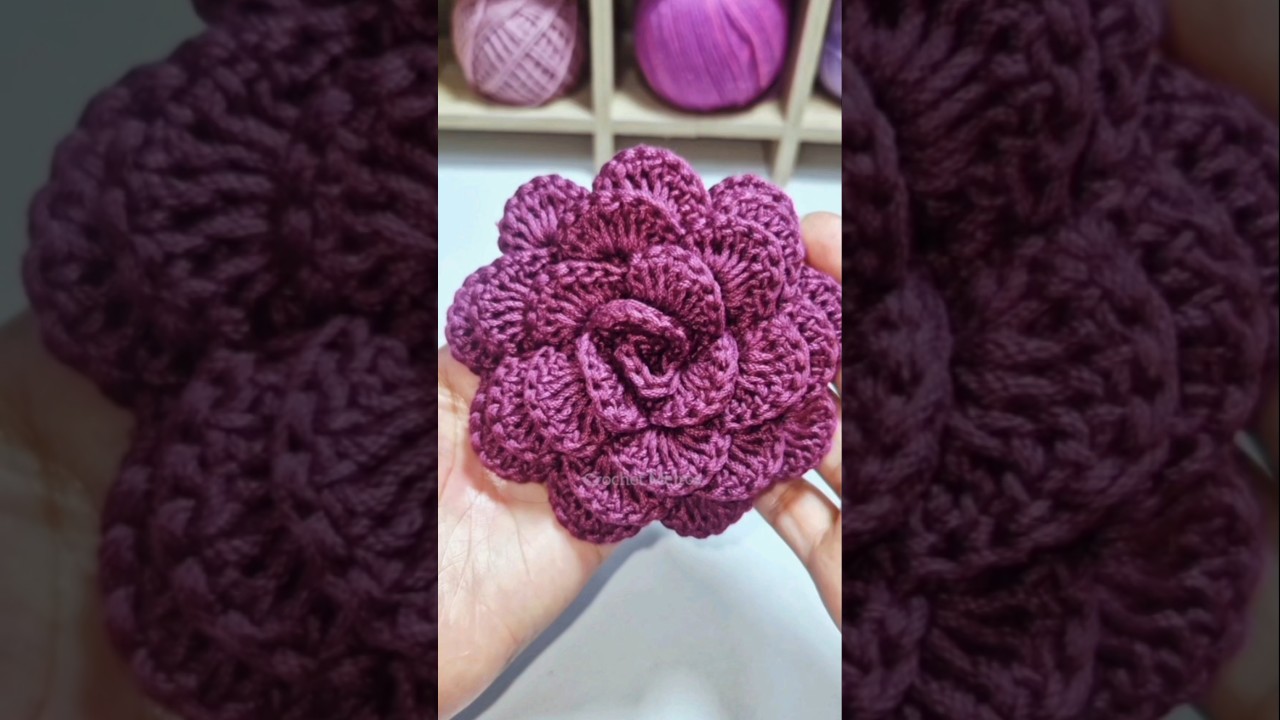 Como Hacer Una Rosa a Crochet F&aacute;cil y R&aacute;pido #crochet #flower