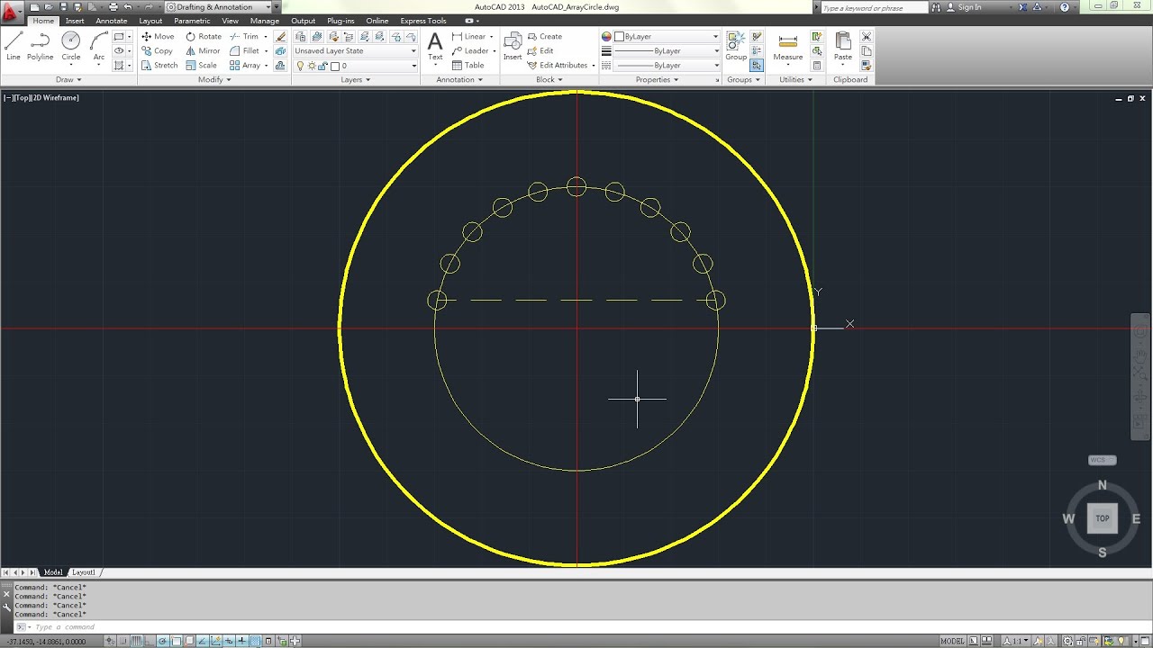 Array a Circle - AutoCAD (HD1080)