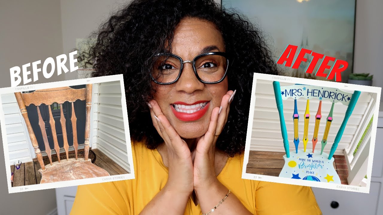 WATCH ME TRANSFORM THIS OLD CHAIR!!| TEACHER CHAIR DIY❤️
