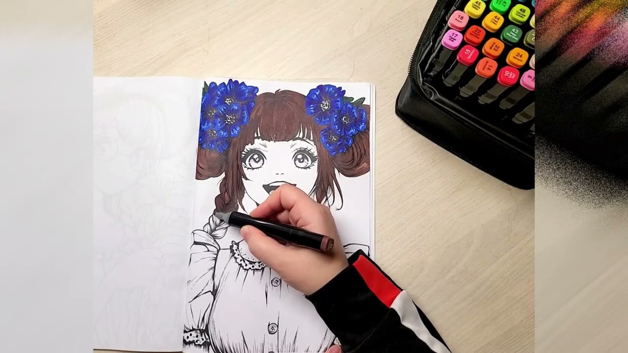 Coloring an ANIME GIRL in BRIGHT COLORS