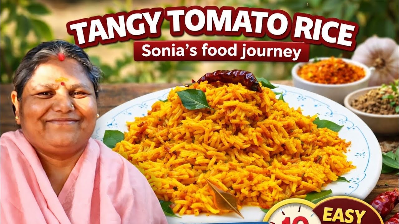 Tangy Tomato Rice | Easy 10 Min Receipe | SOUTH INDIAN FLAVOURS